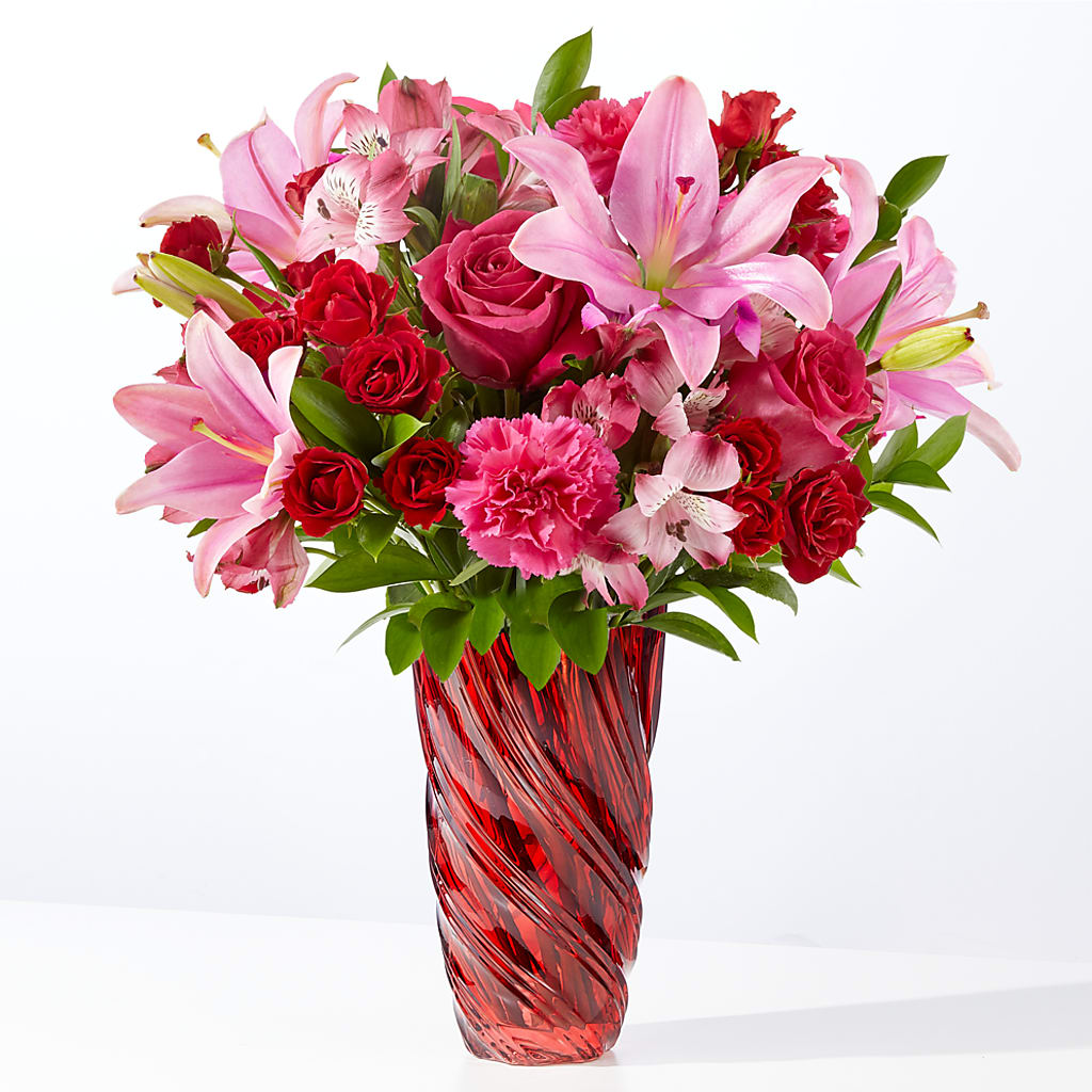 In Love Bouquet with Luxe Swirl Vase – Eastland Heaven Sent Floral, Eastland TX
