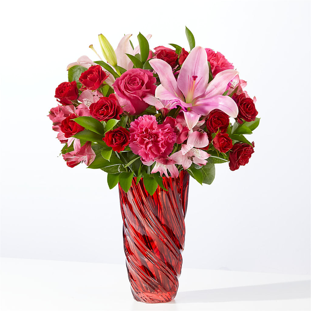 In Love Bouquet with Luxe Swirl Vase – Eastland Heaven Sent Floral, Eastland TX