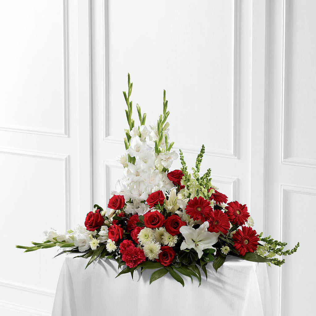 Crimson & White Arrangement – Eastland Heaven Sent Floral, Eastland TX