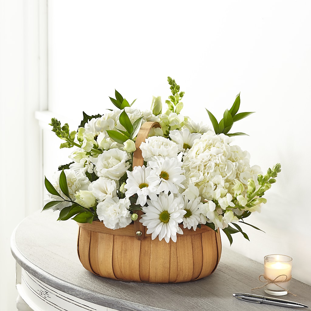 Pure Ivory Basket – Eastland Heaven Sent Floral, Eastland TX