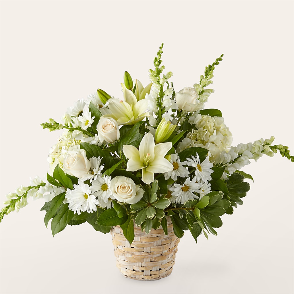 Ivory Elegance Floral Basket – Eastland Heaven Sent Floral, Eastland TX