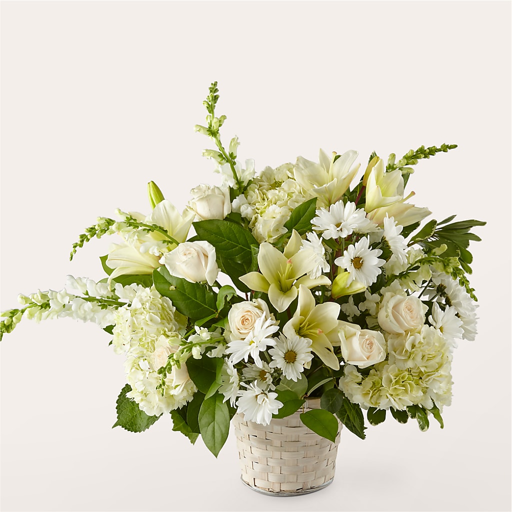 Ivory Elegance Floral Basket – Eastland Heaven Sent Floral, Eastland TX