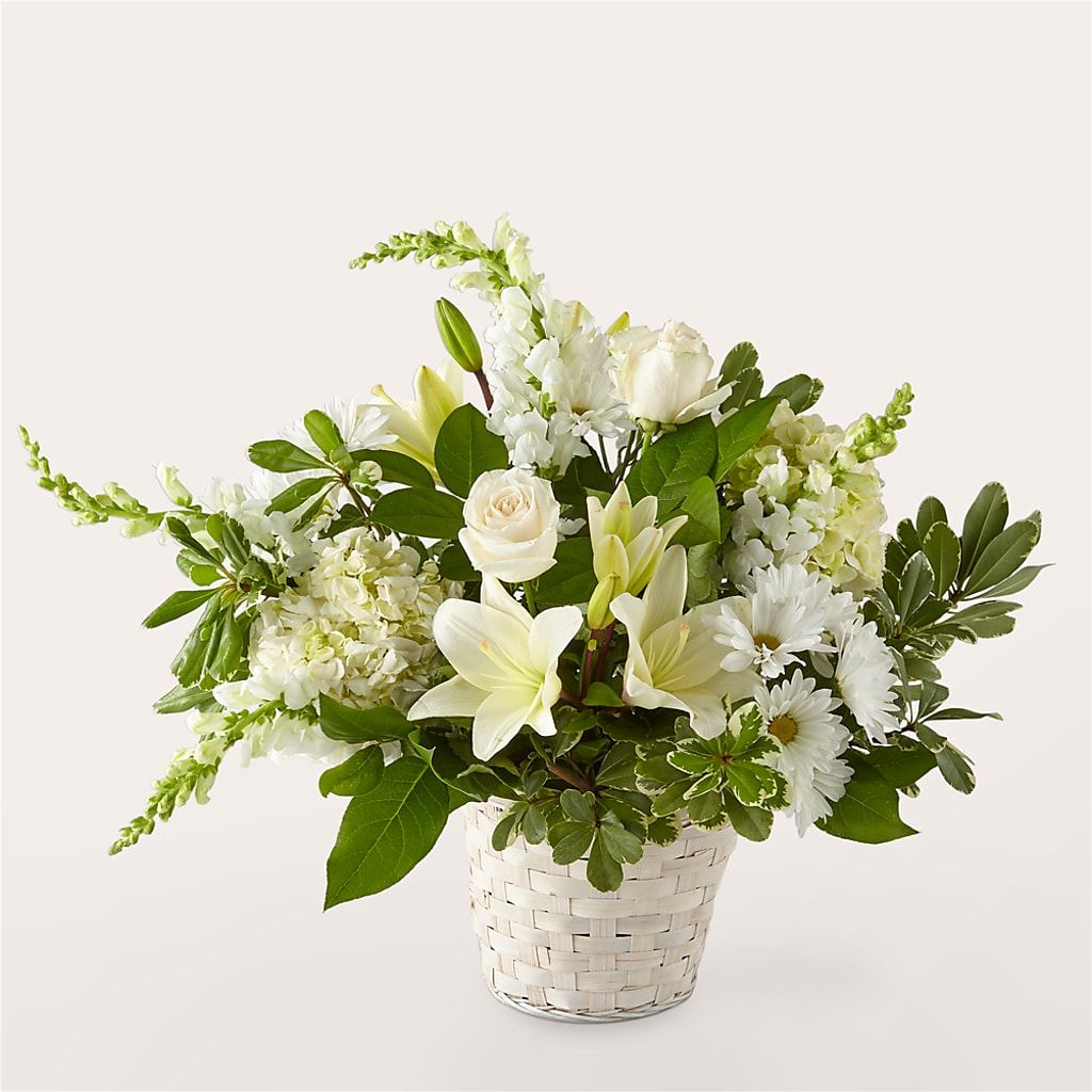 Ivory Elegance Floral Basket – Eastland Heaven Sent Floral, Eastland TX