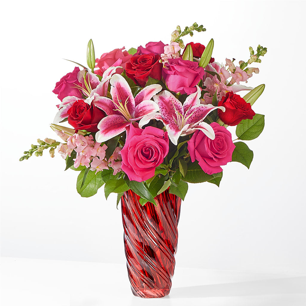 Always You Bouquet with Luxe Swirl Vase – Eastland Heaven Sent Floral, Eastland TX