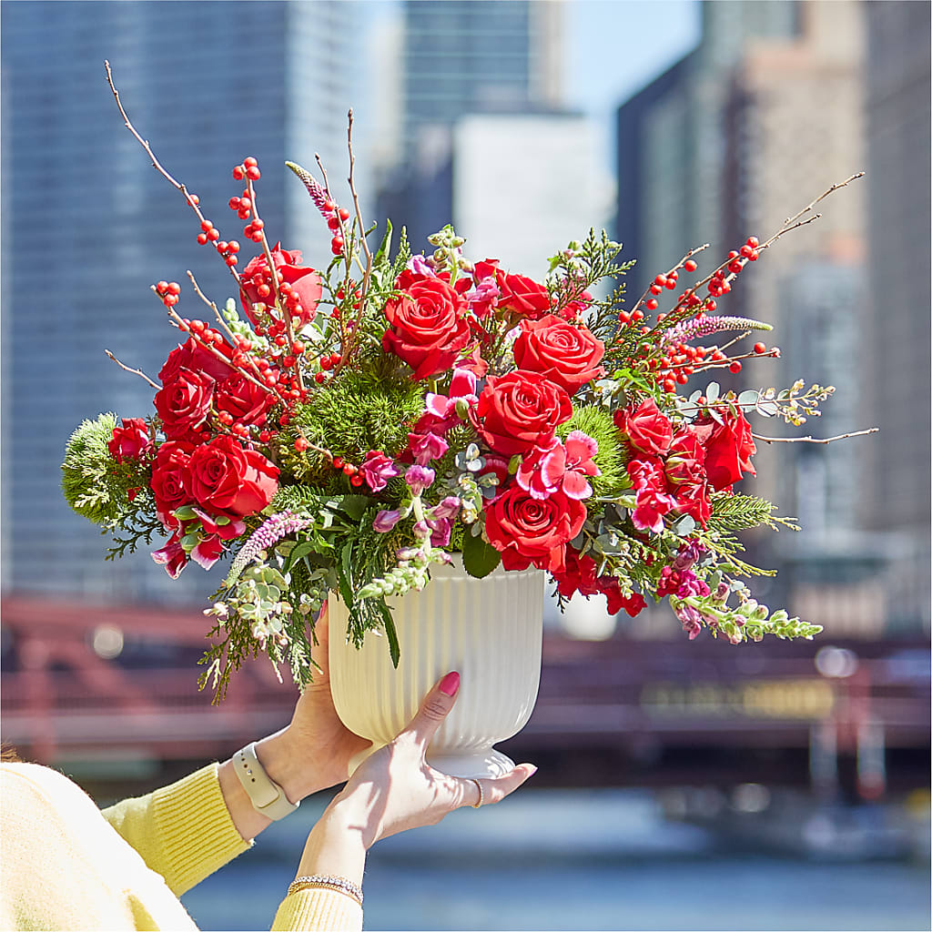 Big Red Bow Bouquet –  Eastland Heaven Sent Floral, Eastland TX