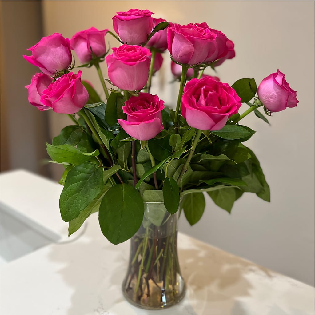Long Stem Pink Rose Bouquet –  Eastland Heaven Sent Floral, Eastland TX