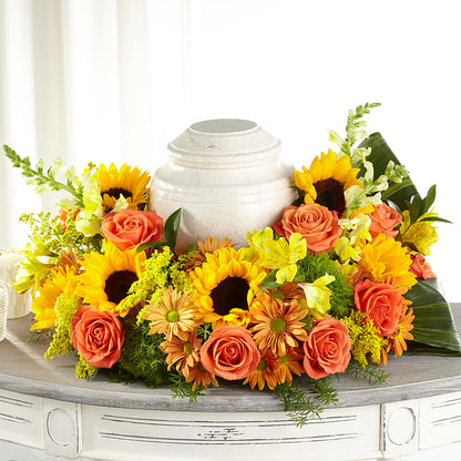 Faithful Sunflower Cremation Adornment –  Eastland Heaven Sent Floral, Eastland TX
