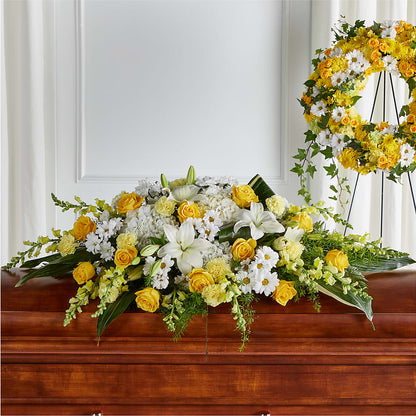 Golden Harmony Casket Spray –  Eastland Heaven Sent Floral, Eastland TX