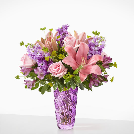 Precious Petals Bouquet with Luxe Swirl Vase –  Eastland Heaven Sent Floral, Eastland TX