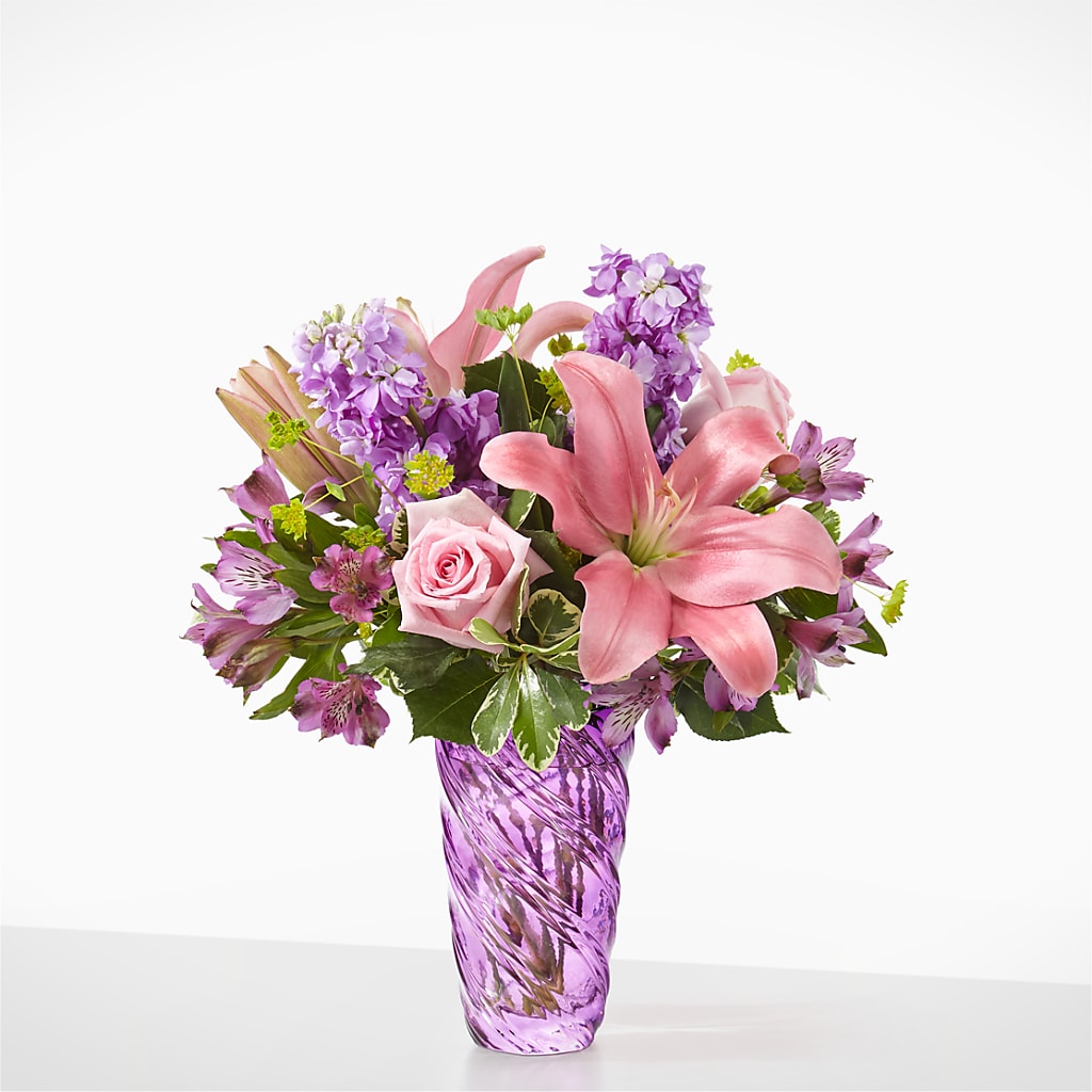 Precious Petals Bouquet with Luxe Swirl Vase –  Eastland Heaven Sent Floral, Eastland TX
