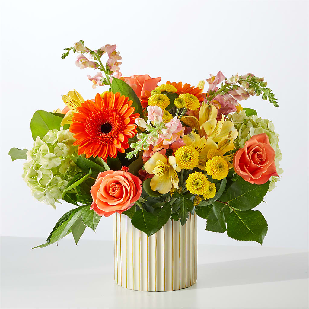 Autumn Sunshine Bouquet with Ivory Vase –  Eastland Heaven Sent Floral, Eastland TX